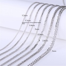 Pure S999 Fine Silver 999 Chain Men Women 1.2-3mm Wheat Link Necklace 16-32inch