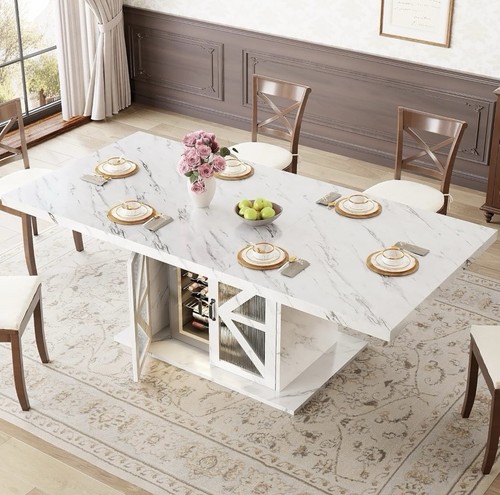 White marble effect - effect, dining