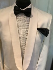 Men’s Ivory/ White Dinner /Tuxedo Jacket Shawl Collar Dobell 38 Long Wool Mix