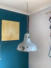 Large vintage industrial enamel light shade.  45cm diameter