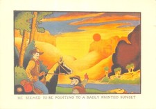 GLEN BAXTER POSTCARD BADLY PRINTED SUNSET  CONTINENTAL SIZE VERY GD