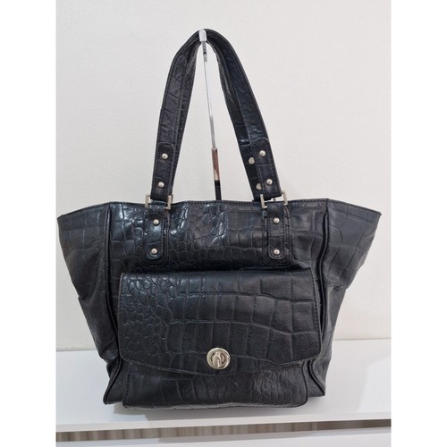 Black croc leather - black, work