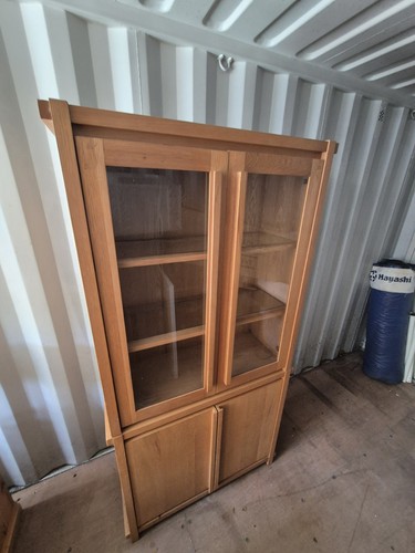 Pine dresser with glazed unit - with,
