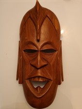 Large Hand-Carved African Tribal Wooden Wall Mask – 40 cm – Vintage Decor