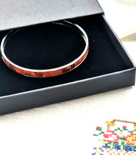 Frey Wille Magic Sphinx Rare Red Bordered Bangle  1995 Size M Enamel Silver Tone