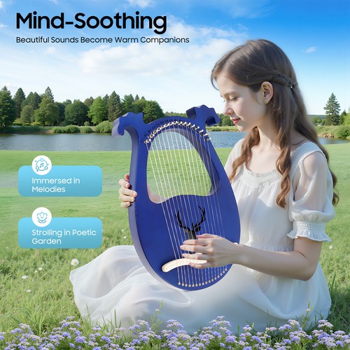 Lyre harp16 metal string harp - metal,