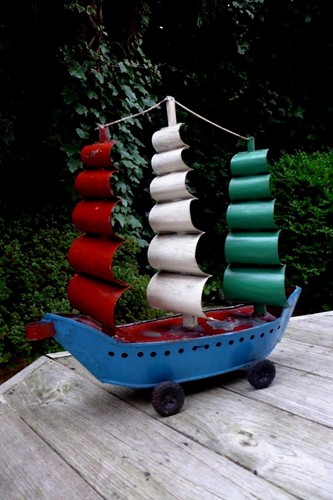 Vintage metal boat - metal, on