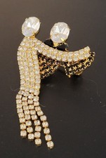 Vintage Ballroom Dancing Couple Brooch Pin Rhinestones Flapper Dress Costume