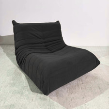 Custom Modular Black Corduroy Floor Sofa