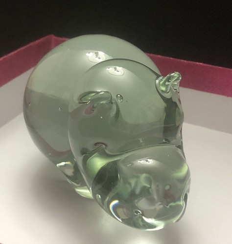 Paperweight glass hippo - glass,