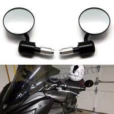 Pair Black Motorcycle 3" Round Mount 7/8 Or 1 Inch Bar End Rearview Side Mirror