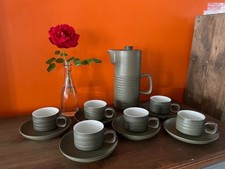 Vintage 1960s Denby Chevron Stoneware Coffee Pot Set 