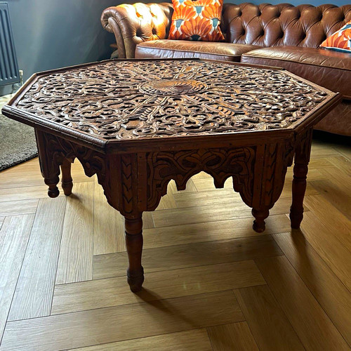 Moroccan octagonal carved wood - octagonal,