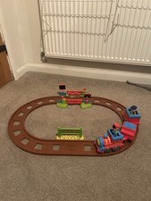 ELC Happyland Train set, Train Driver, Passenger,Crossing Barriers, Station Sign