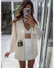 ZARA Ecru Sequinned Sequin