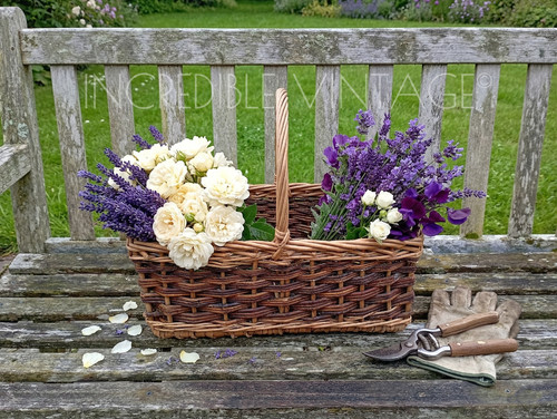 Vintage wicker basket with - basket,