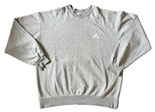 Vintage 90's Adidas Sweatshirt Grey Embroidered Logo Crewneck Jumper Size Large