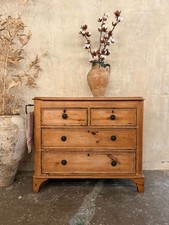 Antique Victorian Pine Rustic Chest Of Drawers Dresser