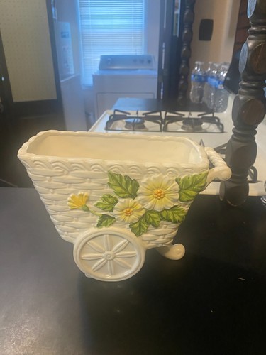 Lefton rustic daisy basket - lefton,