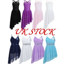 UK Girls Ballet Latin Dance Dress Skating Kid Leotard Tutu Skirt Lyrical Costume