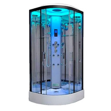 Insignia Steam Shower Cabin Enclosure 900mm NO LEAK Screwless Tray Tri Jet Steam