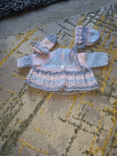 Hand knitted baby matinee - knitted, set