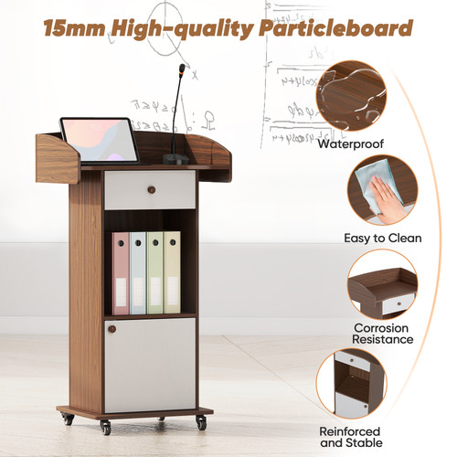 Wooden podium stand portable - wooden,
