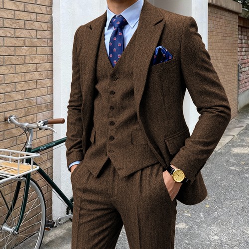 Men 3pcs herringbone tweed - 3pcs,
