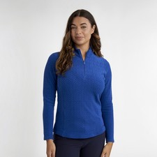 Green Lamb Ladies Textured Fleece 1/4 Zip Top in 'Electric Blue'