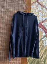 Johnstons Of Elgin Merino Wool Navy Blue Hoodie Size L Made In Scotland RRP $525