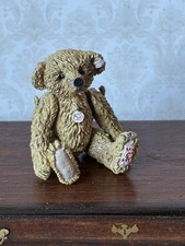Dolls House 1/12 Scale Steiff Painted Pewter Jointed Teddy Bear Toy With Bag