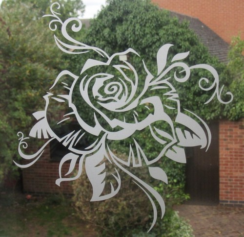 Etched glass vinyl - glass, flowers