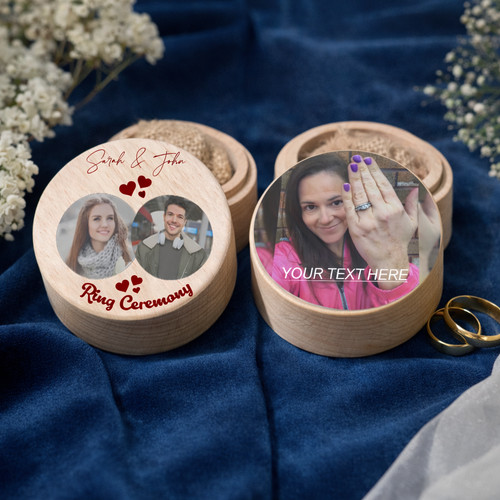 Personalised wooden ring box - personalised,
