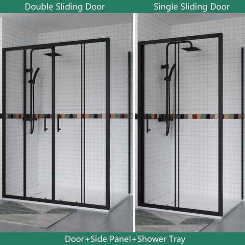 Black sliding door - sliding, shower