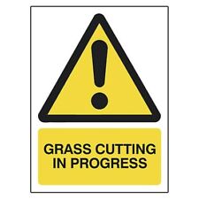 Safety Sign Grass Cutting In Progress High Quality 600 x 450 x 1mm Rigid Plastic