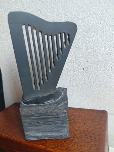 Vintage slate stone harp - slate,