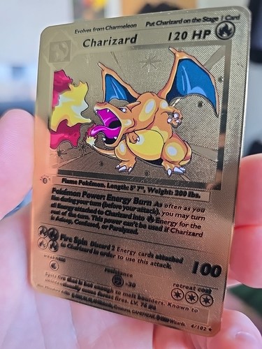Gold metal charizard - charizard, pokémon