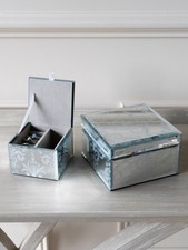 BNWT - Laura Ashley Josette Glass Silver Mirrored Jewellery Box Xmas Gift New