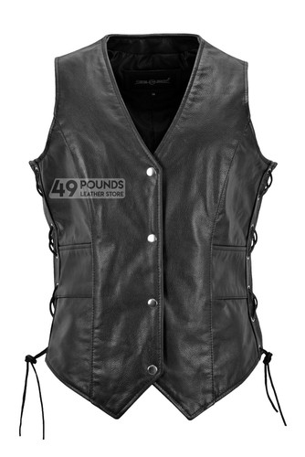 Ladies biker leather waistcoat - ladies,