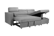 Luca Corner Sofa Bed With Storage - Fabric Sofa -  Universal Side Sofa Bed Grey 