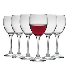 6x LAV Venue Red Wine Glasses Large Glass White Rose Long Stem Party Set 340ml