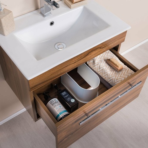 Walnut 600mm wall hung vanity - walnut,