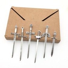 6PCS Retro Silver Long Swords