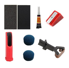 Snooker / Pool Cue Tip Repair Kit & Tip Clamp Leather Glue Cue tips 9mm - 11mm
