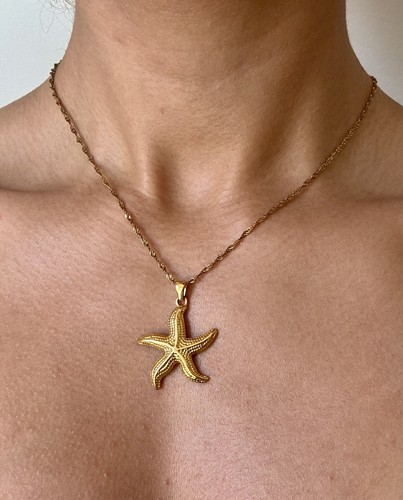 Gold plated starfish necklace
