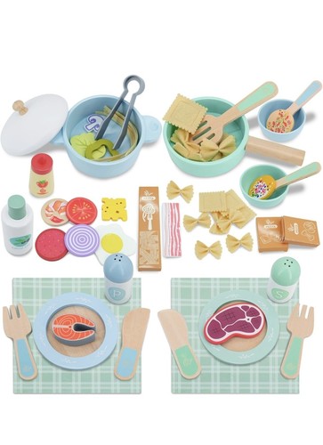 Wooden play cooking set - wooden,