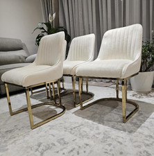 1 X Velvet Dining Chairs Luxury Padded Dining Room Chairs Armless Gold Legs
