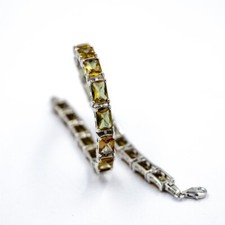 Zultanite Rectangle Tennis Bracelet 925 Silver, Rhodium Plate | US Customs Paid