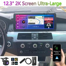 DAB+ 12.3" Android 14 For BMW 5 Series E60 E61 CIC Car Stereo Apple CarPlay 64GB