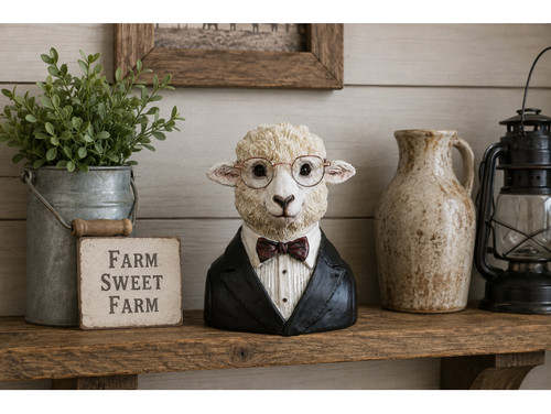 Gentleman sheep bust ornament - sheep,
